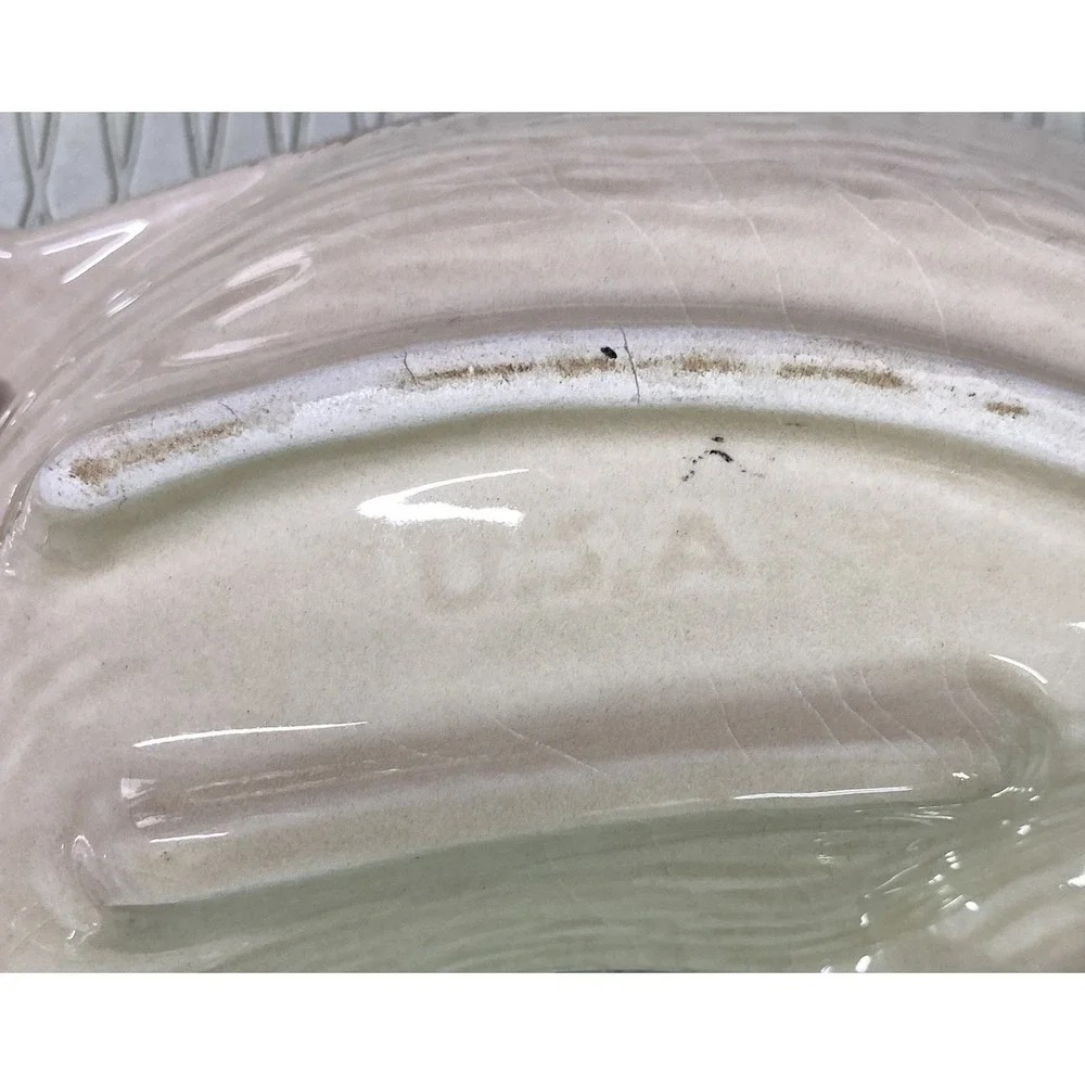 Vintage California Pottery 4 Piece Chip Dip Lazy Susan Gold Rose‎ 13